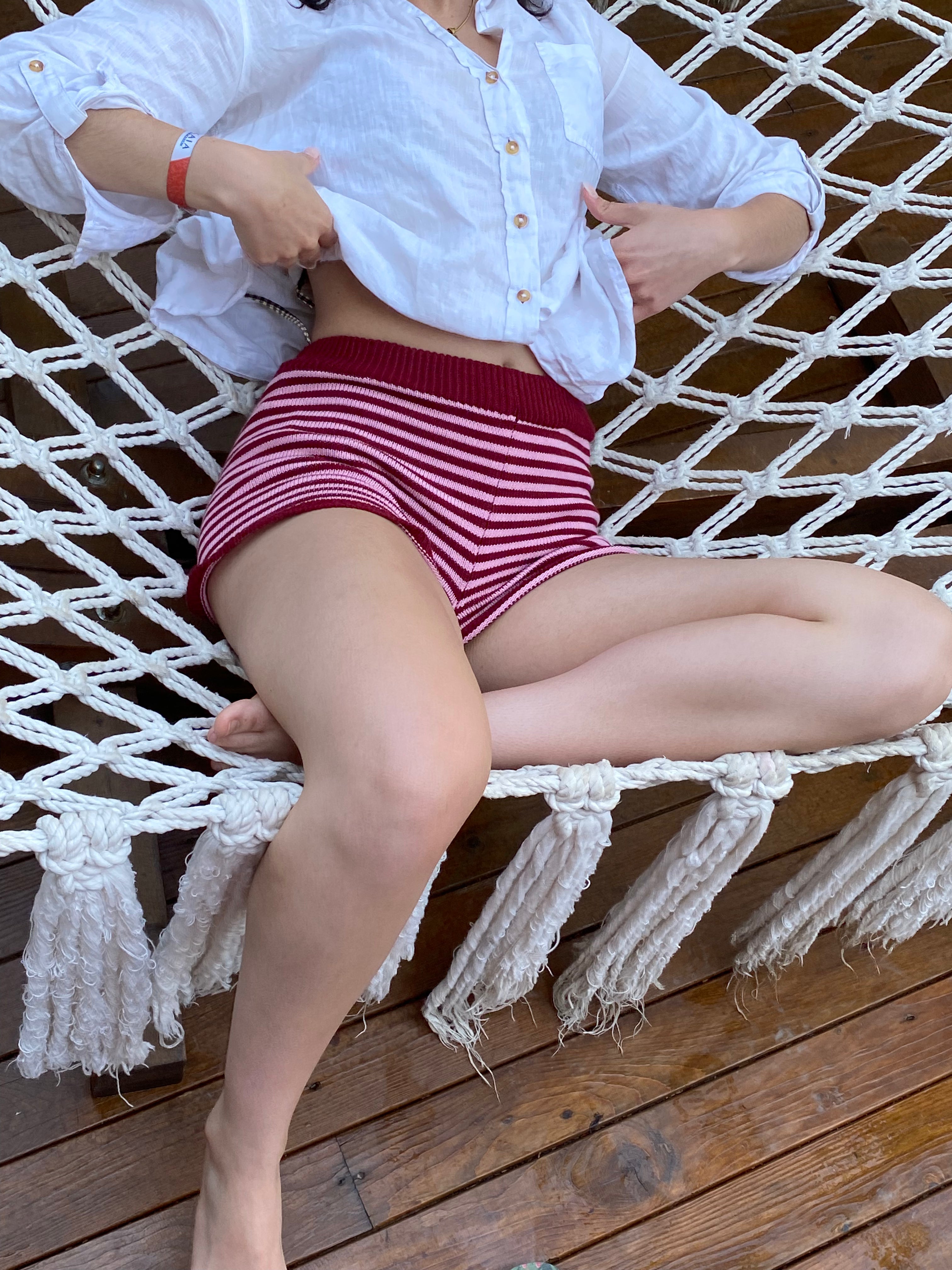 Burgundy micro shorts